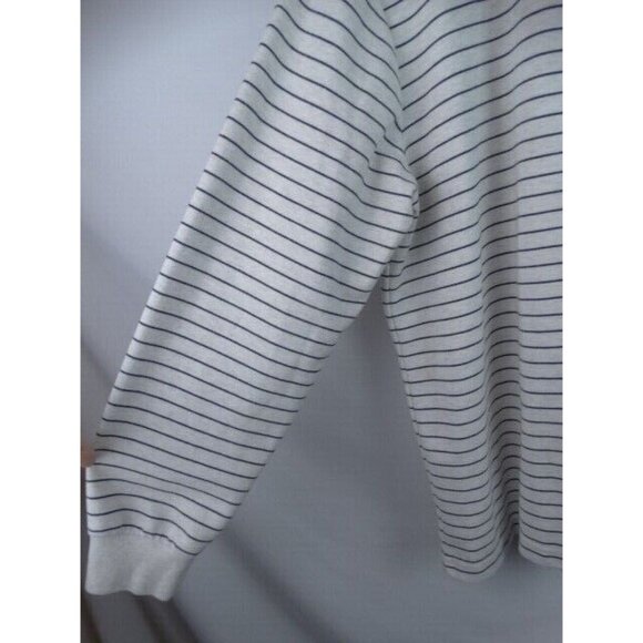 Chaps Men's Shirt Ivory Blue Striped Size XXL Heavy Long Sleeve 1/4 Zip Top - Picture 4 of 6